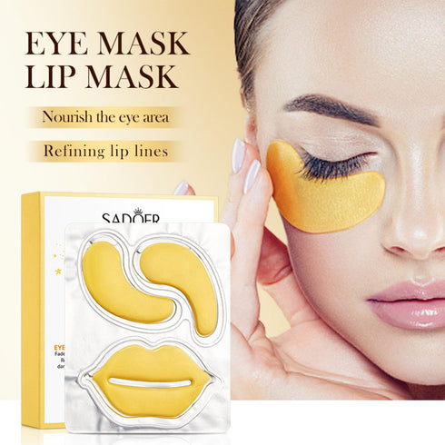 Under Eye Patches,Moisturizing Lip and Eye Mask,Reduce Wrinkles Puffy & Bags,refining lip lines, Anti Aging Moisturizer For Women,10 of set (24K G...