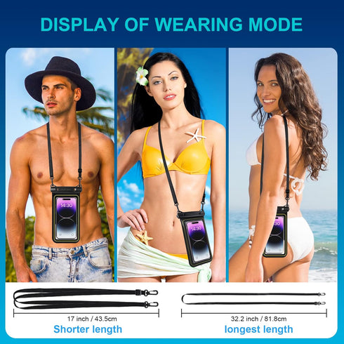 IP68 Floating Waterproof Phone Pouch, Waterproof Phone Case for iPhone 15 14 13 12 11 Pro Max Samsung Google, Float Dry Bag with Adjustable Lanyar...