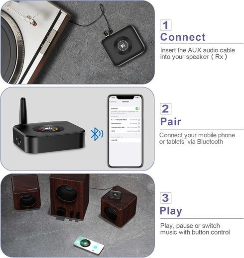 JXTZ Bluetooth Aux Adapter for Home Stereo, Bluetooth 5.1 Receiver with RGB Light, Support FT Card, 3.5mm Aux to Bluetooth Adpater, Low Latency, D...