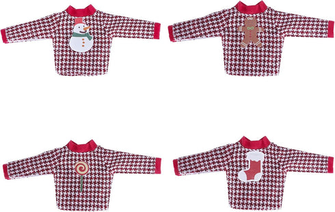 E-TING Santa Clothing Christmas Accessories for elf Doll (Sweater Set - 1 Sweater + 8 Attachable Decals)...