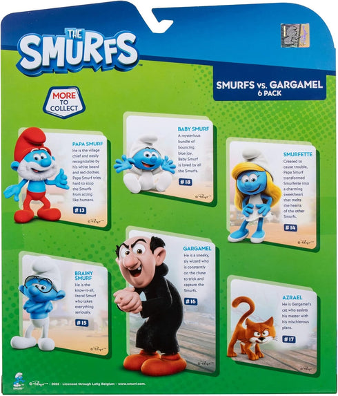 The Smurfs GARGAMEL VS Smurfs 6 Figure Multipack - Features 2-Inch Smurfette, Papa Smurf, Brainy Smurf, Baby Smurf, Azrael, 3-Inch Gargamel - Auth...