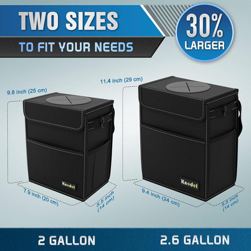 K KNODEL 2 Gallon Black Leak-Proof Waterproof Car Trash Can with Lid...