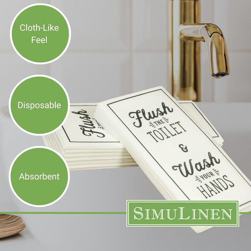 Wash Your Hands, Cheeky Disposable Guest Hand Towels for Bathrooms –- Linen-Feel Paper Towels, Cloth-Like Texture, Single-Use - Size: 12x17” Unfol...