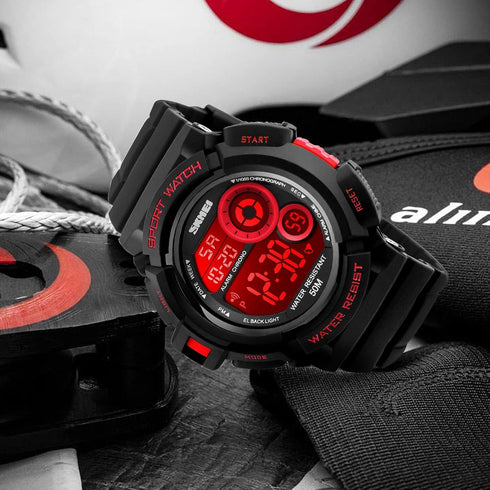 Men Sport Digital Watch 7 Colors LED Light Outdoor Military Watches Chronograph Alarm Clock Wristwatch...