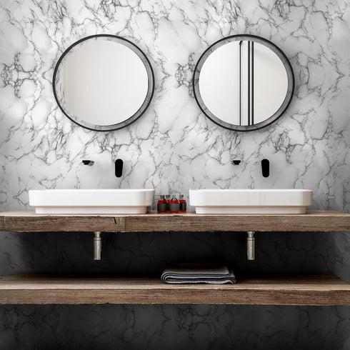 Decoroom White Grey Marble Contact Paper, Self Adhesive Removable Peel and Stick Wallpaper, Waterproof Marble Contact Paper Granite for Countertop...