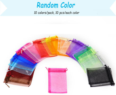 100Pcs Organza Bags 3x4 Inches, Sheer Small Drawstring Jewelry Gift Candy Pouches Wedding Party Christmas Favor Bags (Mixed Color)...