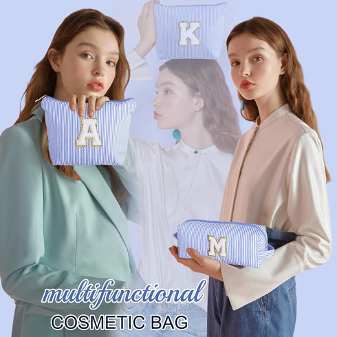 Initial Makeup Bag, Makeup Bag Travel Cosmetic Bag Cute Makeup Bag Personalized Engagement Bridesmaid Best Friend Birthday Gifts for Women Hostess...
