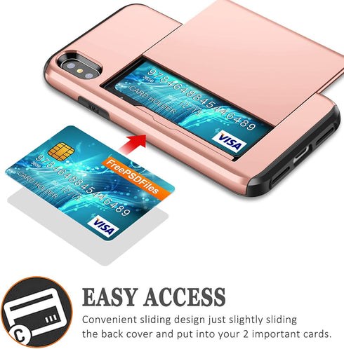 SAMONPOW for iPhone X/XS Case Wallet Card Holder for iPhone 10 Case Wallet Card Holder Heavy Duty Protection Shockproof Anti Scratch Soft Rubber B...