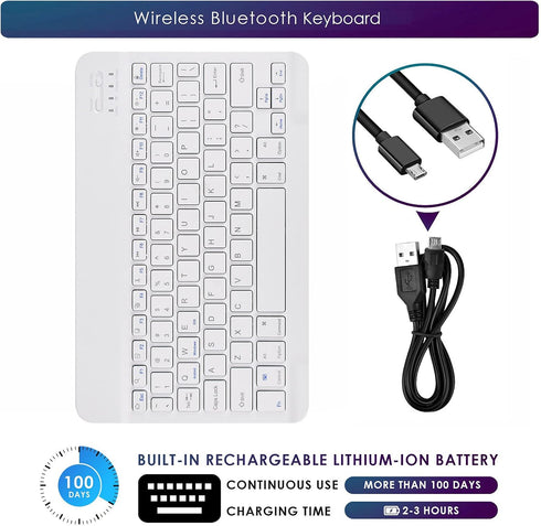 DETUOSI Universal 10 inch Wireless Keyboard, (0.23 inch) Ultrathin Slim Lightweight Travel Portable, 10.1" Multi-Device Wireless Keyboard for iOS/...