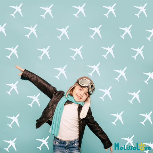 Melissalove 24pcs/Set Airplane Wall Pattern Wall Decals DIY Wall Decor Stickers for Kids Room Boy Bedroom Home Decor Mural A430 (Dark Blue)...