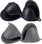4PCS Silicone Oven Mitts Heat Resistant,Mini Oven Mitts Rubber Oven Glove for Kitchen Frying Cooking Baking BBQ (Black+Grey)...