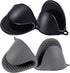 4PCS Silicone Oven Mitts Heat Resistant,Mini Oven Mitts Rubber Oven Glove for Kitchen Frying Cooking Baking BBQ (Black+Grey)...