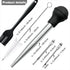 Turkey Baster with Cleaning Brush &BBQ Brush&Marinade Needles, Baster Syringe for Cooking, Stainless Steel Turkey Baster with Silicone Bulb, Baste...