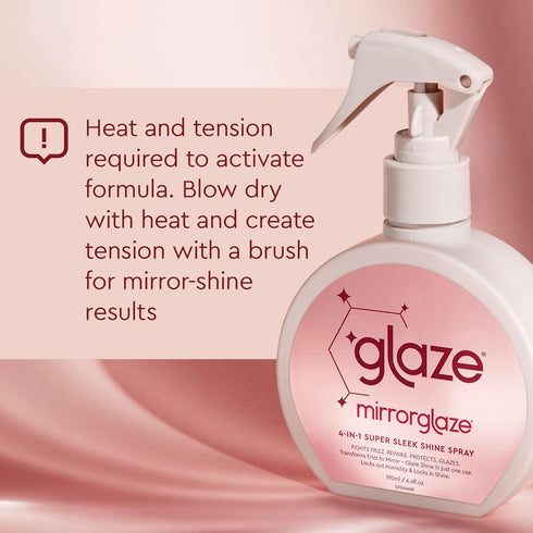 glaze MirrorGlaze Super Sleek Hair Shine Spray – Transforms Frizz to Glass-Like Shine, Protects from Heat, Blocks Humidity + Repairs Bonds – 6.4 o...