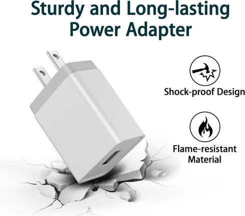 USB Wall Charger Block 12W - 4 Pack USB Plug, USB Charging Block, 2.4A/5V Power Adapter, Box Cube Compatible with iPhone 13 12 11 Pro Max SE XS XR...