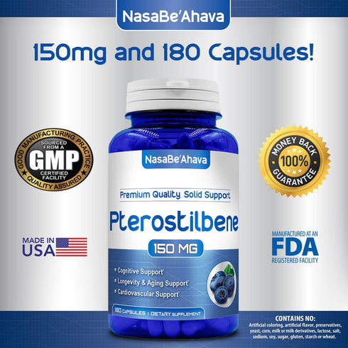 Pterostilbene 150mg 180 Capsules...