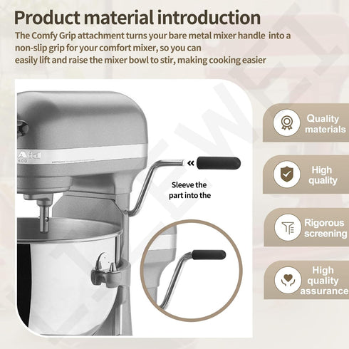 Comfy Grip for Bare Metal Handle for KitchenAid Bowl-Lift Stand Mixers 5 Plus Bowl-Lift, 5 Qt Bowl-Lift, 8 Qt Bowl-Lift - Comfortable non-slip Gri...