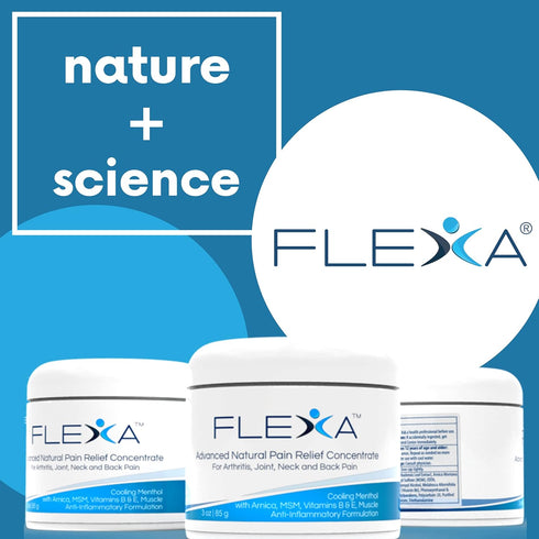 FLEXA Natural Relief Cream - Use on Muscles, Back, Neck, and Joints - with Arnica, Menthol, MSM, Ilex Leaf, and Tea Tree Oil - 3 Oz Jar...