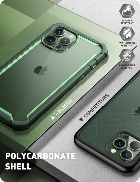 i-Blason Ares Case for iPhone 13 Pro 6.1 inch (2021 Release), Dual Layer Rugged Clear Bumper Case with Built-in Screen Protector (Green)...