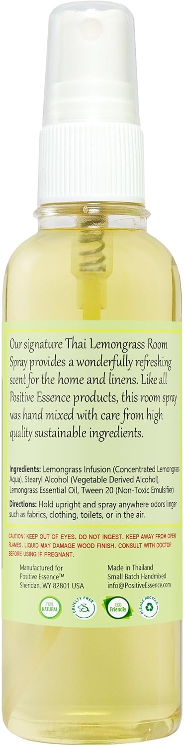 Thai Lemongrass Linen and Room Spray, Natural Air Freshener Made with Pure Lemongrass Essential Oil, Bathroom Air Freshener or Calming Pillow Spra...