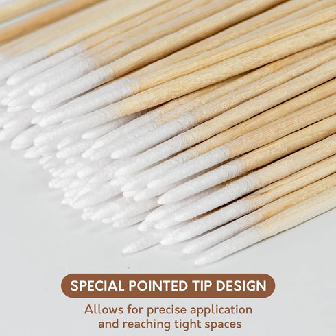 400PCS Pointed Cotton Swabs with Storage Case - Precision Tip Cotton Swabs with Wooden Sticks - Microblading Cotton Swab 4 inch - Cotton Swabs for...