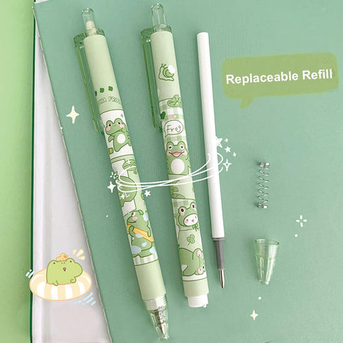 6 Pcs Gel Ink Pens Cartoon Retractable Pens Cute Animal Pen 0.5mm Ballpoint Pen Office School Supplies for Girls (Frog)...