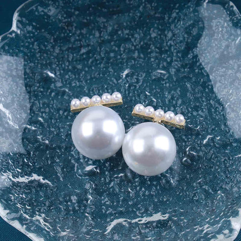 Boho Pearl Ear Jackets Earrings Gold Pearl Stud Earrings Vintage Pearl Front Back Earrings Double Side Pearl Earrings Jewelry for Women...