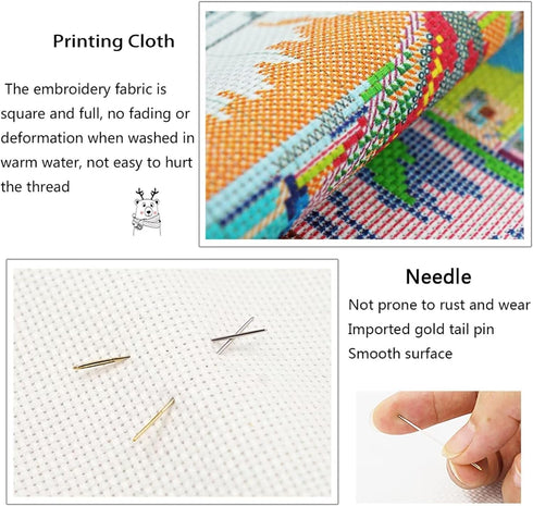 CROSSDECOR Cross Stitch Kits for Adults Full Range of DIY Stamped Cross Stitch Kits Birds of The Seasons Pattern for Gift and Home Decor 14CT 2 St...