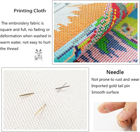 CROSSDECOR Stamped Cross Stitch Kits Full Range of DIY Needlepoint for Adult Beginners Wolf Pattern, for Gift and Home Decor 14CT 2 Strands 10.6×1...