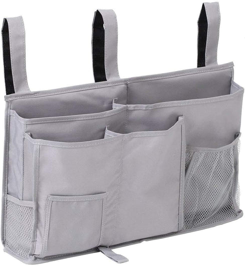 Bedside Caddy, Hanging Under Bed Storage Organizer Bag with 8 Pockets for College Dorm Rooms, Hospital Bed Rails, Camp...