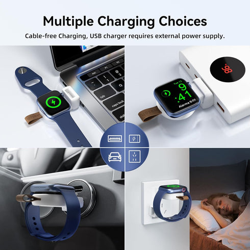 NEWDERY Charger for Apple Watch Portable iWatch USB Wireless Charger, Travel Cordless Charger with Light Weight Magnetic Quick Charge for Apple Wa...