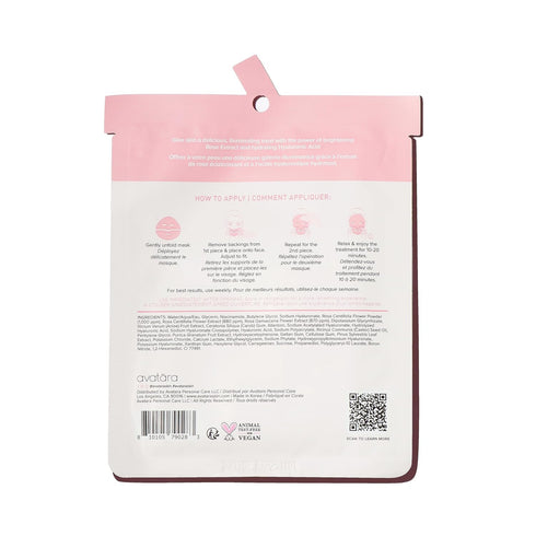 Avatara - Rose Boba Hydrogel Mask, Cooling Facial Mask, 2-Piece Glow-Enhancing & Balancing Skin Care Mask with Niacinamide & Rose Extract, 30 g...