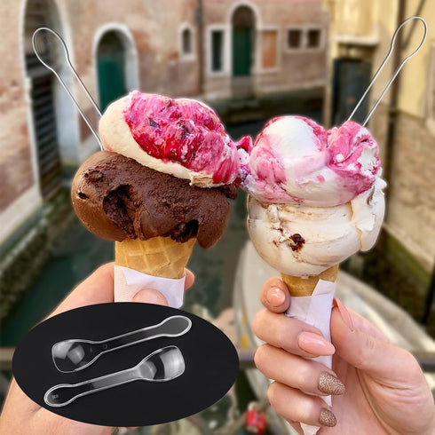 100PCS Tasting Spoons Ice Cream Dessert Taster Spoons Plastic Mini Spoons Disposable Dessert Spoons for Miniature Dessert Cups, Sampling, Small Ca...