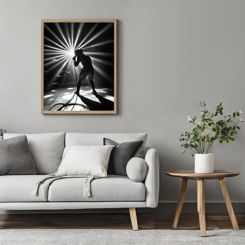 Posterizer 1 pcs-balck and white photo-rock musician performing 1-Photography Art Gift for Music Fans Decor for Home & Office- unframed wall art...