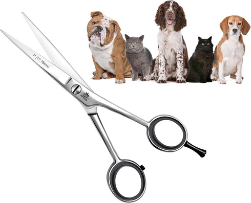 ARSUK Dog Grooming Scissors Straight 7-inch, Pet Hair Cutting Shears for Large & Small Dogs, Cats & Horses - Stainless Steel...