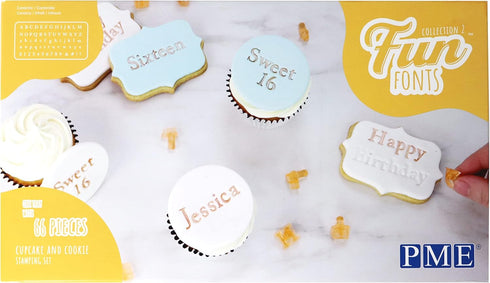 PME Fun Fonts Collection 2 Stamping Set-Letters & Numbers for Cookie & Cupcake (66 Pieces), Standard, Trasparent, (FF57)...