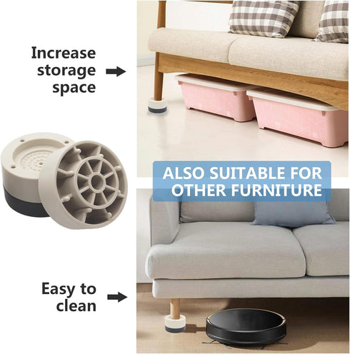 4 Sets Furniture Risers Bed Risers (Beige), 1.3 inch Heavy Duty Bed Lifts Risers for Table, Sofa, Couch, Desk, Chair Risers Supports Up to 1,300 l...