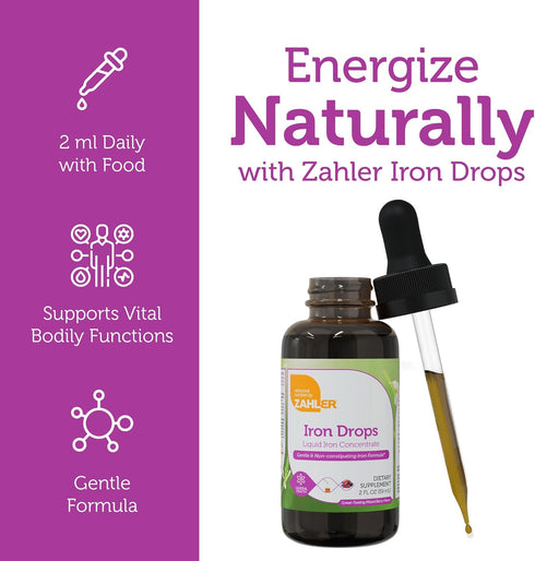 Zahler's Iron Drops, Liquid Iron Concentrate, Gentle and Non-Constipating Iron Formula, 2 Fl OZ...
