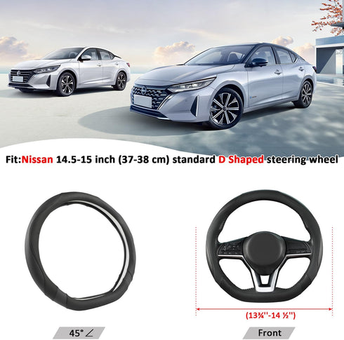 West Llama Flat Bottom Car Steering Wheel Cover for Nissan,D Shaped Steering Wheel Cover for Rogue,Altima,Kicks (Black-Standard Size)...