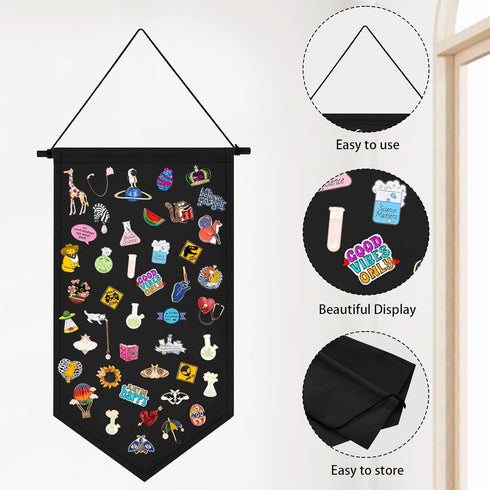 Kunyeah Wall Hanging Brooch Organizer Storage Case Colorful Canvas Pin Board Stand Enamel Pin Badge Hanging Holder Display Banner Earrings Collect...