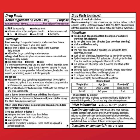 Amazon Basic Care Infants' Pain & Fever, Acetaminophen 160 mg per 5 mL, Suspension Liquid, Dye-Free Cherry Flavor, 2 fl oz (Pack of 1)...