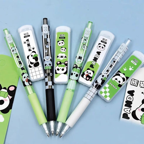 4 Pcs Mechanical Pencils with Refills 0.5mm Cute Panda Mechanical Pencil Kawaii Cartoon Pencils School Pencil for Kids Students Girls Boys Women (...