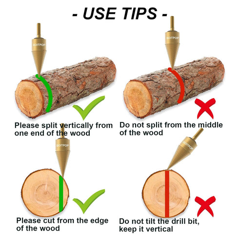 Firewood Log Splitter, Hex Shank Drill Bit Wood Splitters Heavy Duty Screw Wood Splitting Tool for Electric Drills, Split Wood Drill Bits...