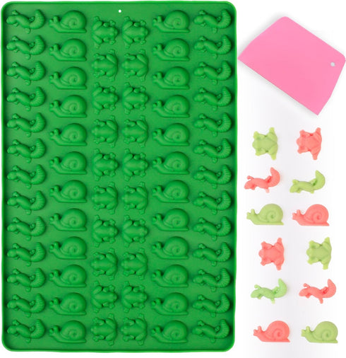 Mini Animal Silicone Mold - 70 Cavities Chocolate Candy Molds with Frogs, Lizards, Snails Shape for Making Gummy/Cake Decor/Fondant/Biscuits/Fruit...