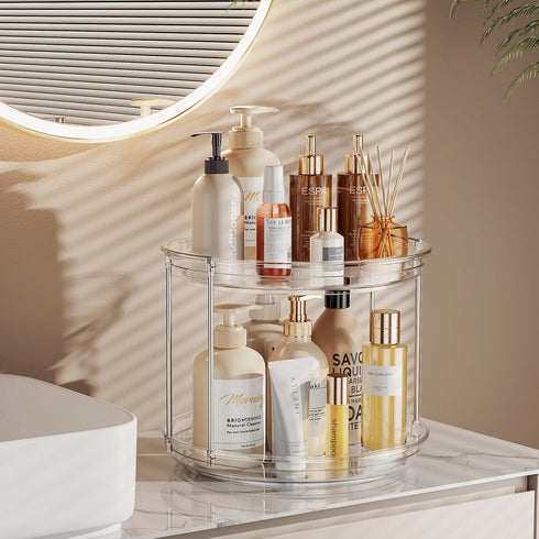 2 Tier Lazy Susan Turntable Organizer 9.25'' Rotating Spice Rack Organization for Cabinet, Kitchen, Pantry, Countertop, Spining Makeup Organizer f...