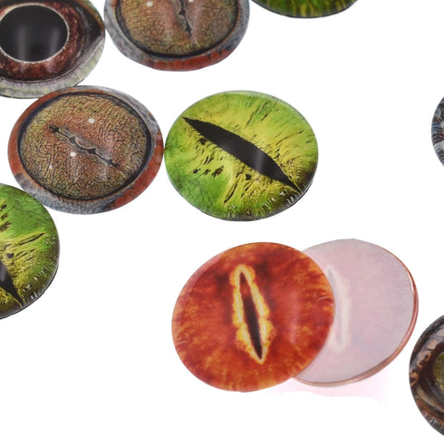 10 Pairs 35mm Glow in The Dark Glass Dinosaur Eyes Round Dome Glass Cabochons Flatback for DIY Craft Clay Animal Lizard Eyes...