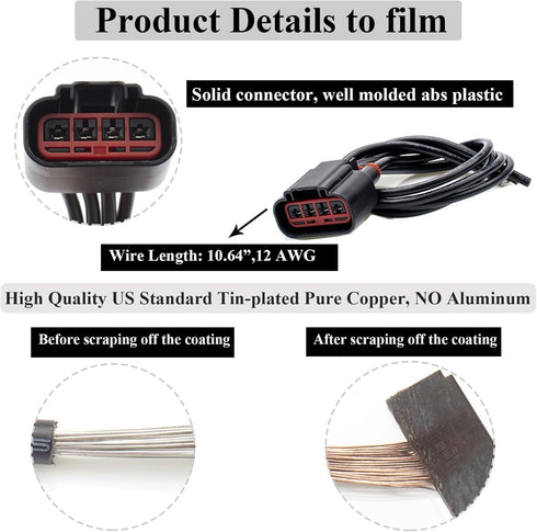 WPT688 HVAC Blower Motor Resistor Connector Wire Harness Pigtail Compatible with Ford Expedition 2010-2017, F-150 2010-2014, Lincoln Navigator 201...