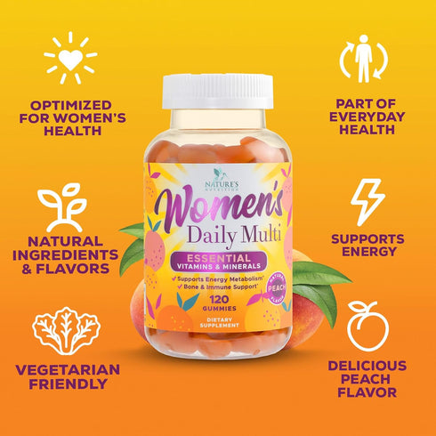 Womens Complete Daily Multivitamin Gummy with Vitamin A, C, D, E, B6, B-12, Biotin & Calcium, Immune Health Support, Womens Multivitamin Gummies, ...