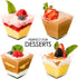 DLux 100 x 2oz Square Mini Dessert Cups (No spoons), Clear Plastic Parfait Appetizer Cup - Small Reusable Serving Bowl for Tasting Party Desserts ...
