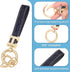 Black Leather double Bling Rhinestones keychain Fingerprint Resistant Plating Metal Key Chain Ring...